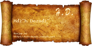 Hőh Dezső névjegykártya